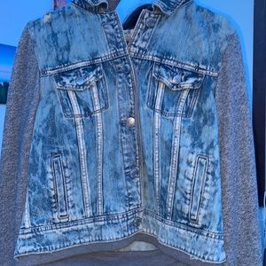 Kids L American Eagle Jean Jacket w/ Hoodie Sleeves and Hood